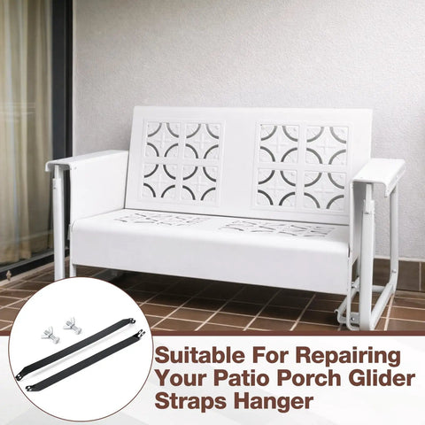 4 Pack Patio Glider Replacement Straps Heavy Duty 16 Inch Center To Center Hanger Set With Black Coating And Screws For Deck Restoration And Outdoor Porch Furniture Upgrade