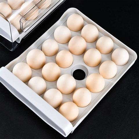 Double Layer Egg Storage Container For Refrigerator With Drawer Style Stackable Egg Holder Clear Plastic Tray Holds 40 Eggs