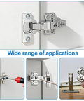 White Cabinet Hinge Repair Kit With Plastic Expansion Dowels And Screws for fixing loose cabinet hinges shown in use.