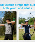 Archers using back hip arrow quiver for recurve and compound bow, adjustable for youth and adults, outdoors with target in background.