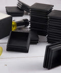 20 Pack 2 Inch Square Tube End Caps Plastic Plugs For Post Fence Pipe Cover Chairs, stacked PE plastic, black