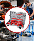 Heavy Duty 10 Ton Porta Power Kit With Hydraulic Pump And Ram Jack Repair Set For Auto Body Frame Work in compact case, ready for use.
