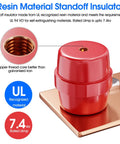 Resin standoff insulator with copper threading on a copper bar for Four Pack Wall Mount Copper Ground Bar Kit, rated 7.4kV Uimp.