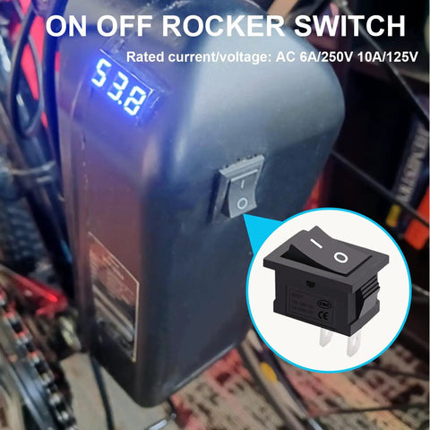 8 Pack 12V Rocker Toggle Switches On Off SPST 2 Pin 2 Position Latching on device showing 53.8 reading