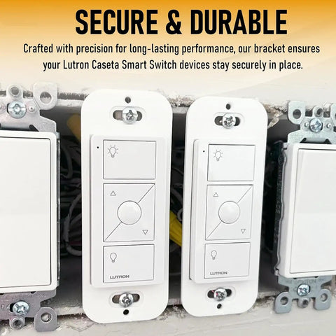 Wallplate Brackets For Lutron Caseta Pico Remote One Pack No Fuss Snap In Installation with mounted smart switches