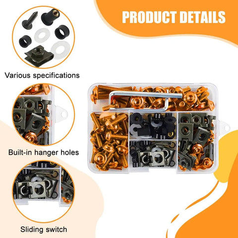 Motorcycle Fairing Bolt Kit Ride Ready Dope 177 Pieces Aluminum Alloy M5 M6 Screws Nuts Washers Clips Set in case