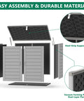 Exploded view of Horizontal Outdoor Storage Shed With Double Lockable Doors 4.6 Ft By 4.1 Ft Resin Construction assembly details