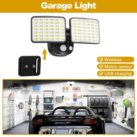 Heavy Duty Battery Powered Motion Sensor Outdoor Lights With Wireless Flood Beam And Killer 4000 Lumens Glow For Rock Solid Driveway Security And No Hassle Usb Recharging