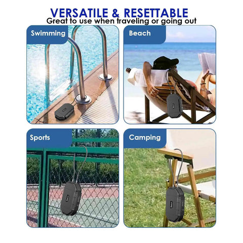 Waterproof 4 Digit Lock Box With Removable Cable Portable Anti Theft Safe For Travel Gym Beach Dorms Resettable Code