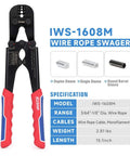 Heavy Duty Wire Rope Crimping Tool Kit With Swager And Cutter, Aluminum Loop Sleeves Set In Sizes 3/64 1/16 5/64 3/32 7/64 1/8