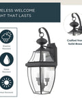 Newbury 20 Inch Outdoor Wall Lantern Two-Light Mystic Black With Clear Beveled Glass E12 Base French Country Style Weather Resistant
