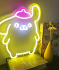 Pom Purin Neon Sign LED Light 3D Wall Art Cute Cartoon Dog Lamp Decor 14 Inch Lemon Yellow Pink perfect for bedrooms