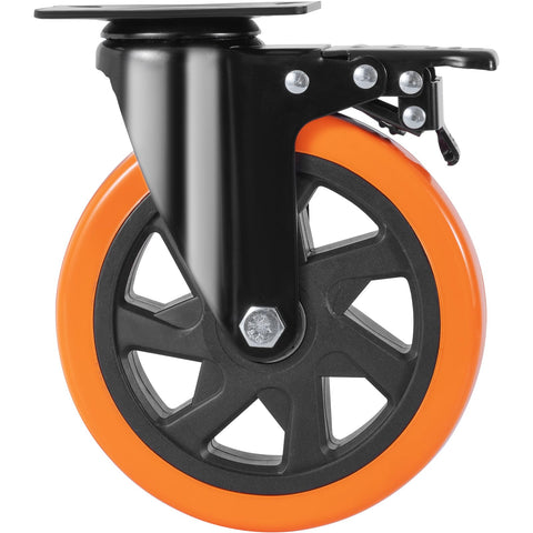 Side view of Six Inch Swivel Plate Caster Wheels Set Of Four With AB Locking No Noise PVC Non Marking Wheels For Cart Furniture
