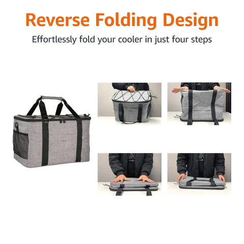 Big Capacity Soft Insulated Leak Proof Cooler Bag For On The Go Picnics And Beach Trips 50 Can Chill Keeper Reusable Portable Cooler Backpack With Ventilated Back Panel And Water Resistant Exterior Gray folding design