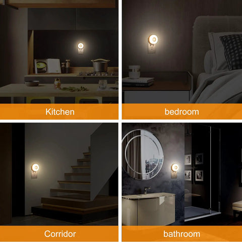 Motion Activated Plug In Night Light With Warm White LED 200 Lumen Ultra Bright Wall Nightlight in kitchen, bedroom, corridor, bathroom