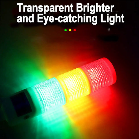 24V Industrial LED Signal Tower Light With Three Layer Stack Rotatable Base Red Orange Green Warning Lights glowing