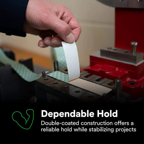 Hand applying Double Coated Paper Adhesive Tape 410M Natural 1 in x 36 yd 5 mil for dependable hold in assembly setup