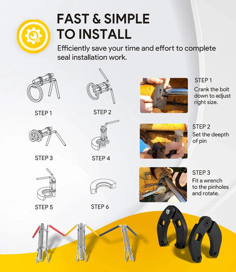 Three Pack Hydraulic Seal Installation Tools And Adjustable Gland Nut Wrenches Plus Small Universal Gland Wrench For Hydraulic Cylinders Piston Repair Seal Kit For Farm And Construction Workhorse Gear