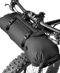 Frontloader 8 Liter Bar Bag For Bike Handlebar Mount, waterproof gear carrier attached to bike with quick release straps.