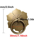 4 Pcs Vintage Flower Drop Ring Drawer Pulls Brass Cabinet Handles in Bronze Finish, flower diameter 65mm, ring inner 30mm, outer 40mm.