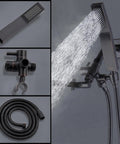 All Metal 8 Inch Dual Square Shower Head With Handheld Combo Built To Last Rain Shower Head With Adjustable Extension Arm