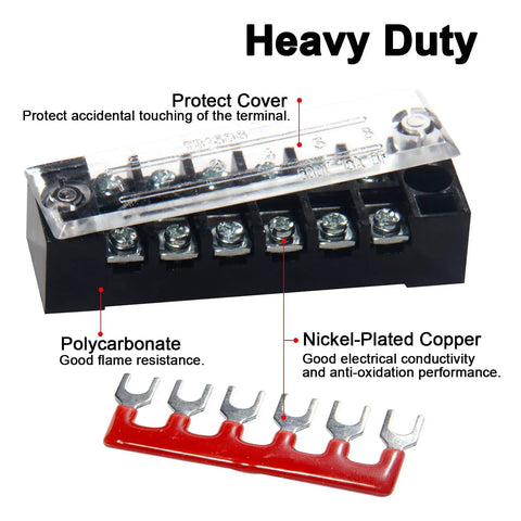 Dual Row Terminal Block Kit With Cover 4 5 6 Positions 600V 15A Wire Screw Terminal Strip Pre Insulated Terminals Barrier Strips Jumpers