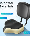 Comfy Bike Seat With Backrest For Electric Bikes And Tricycles Wide Cushioned Saddle With Back Support Soft Pad Height Adjustable Backrest Durable Replacement For Beach And Road Bikes, PU and steel