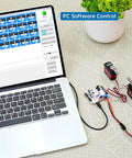 24 Channel Servo Motor Tester Board With USB PS2 Controller connected to laptop for accurate servo motion