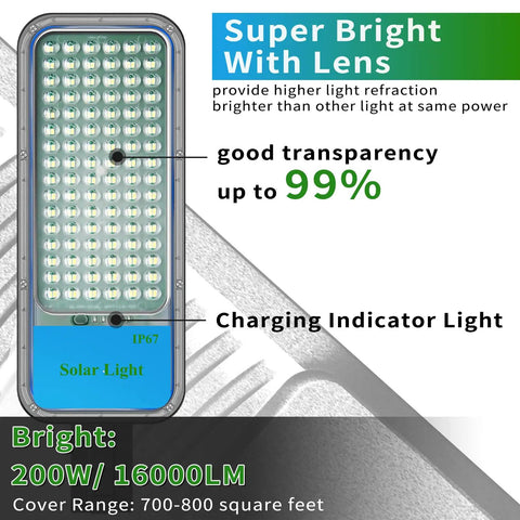 Two Pack 200W Solar Street Light With Motion Sensor Crazy Bright 192 LED Flood Light Die Cast Aluminum IP67 Waterproof