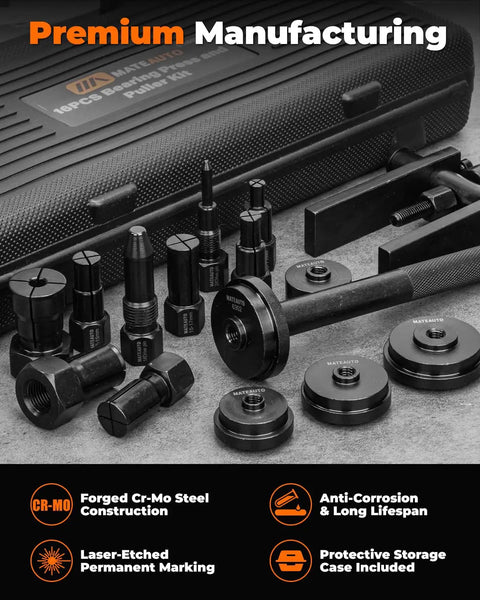 2 In 1 Blind Hole Bearing Puller And Bearing Press Kit For Bicycle And Motorcycle, including components and storage case