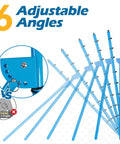 Adjustable Volleyball Rebounder Net 7x4 Ft With PU Volleyball And Stakes showing 6 adjustable angle settings in blue