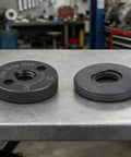 Heavy Duty Angle Grinder Flange Set With Beast Mode Inner Outer Clamps showing solid metal discs for cutting tasks.