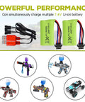 2 Pack 7.4V 500mAh LiPo RC Battery Set with USB Charging Cables for EC16 DE85 Off Road RC Cars and M416 Gel Ball Blaster