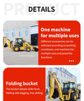 Compact Excavator Backhoe Loader For Landscaping And Construction Mini Wheel Tractor Digger Small Backhoe Machine With Strong Hydraulic Power Perfect For Trenching Farm Work And Light Demolition showing folding bucket feature and multiple uses