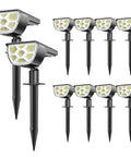 Outdoor Solar Spot Lights IP65 Waterproof 800 Lumen Landscape Spotlights Cool White 10 Pack Solar Powered Garden Lights For Pathway Yard Driveway And Patio Easy Install Energy Efficient