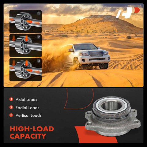 Beefed Up Rear Wheel Bearing And Hub Assembly For Mitsubishi Lancer Evolution AWD 2003-2006, Eclipse AWD 1995-1999, Eagle Talon AWD 1995-1998 Replacement Axle Hub Kit, Heavy Duty Load Capacity, Smooth Ride, Easy Install