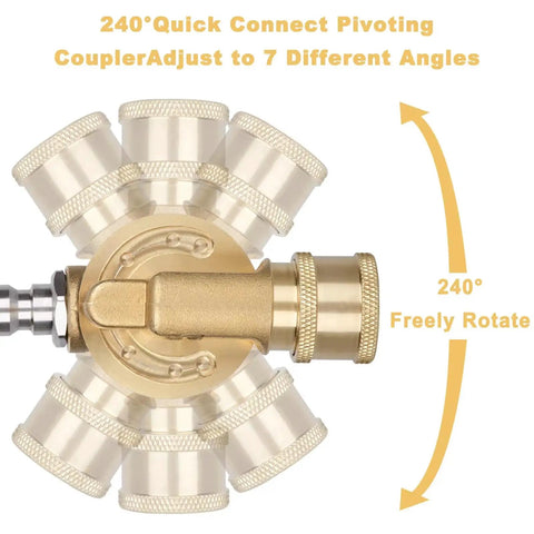 Pivoting Pressure Washer Adapter Kit With 240 Degree Rotation Gutter Cleaner Attachment Seven Nozzle Tips With Holder