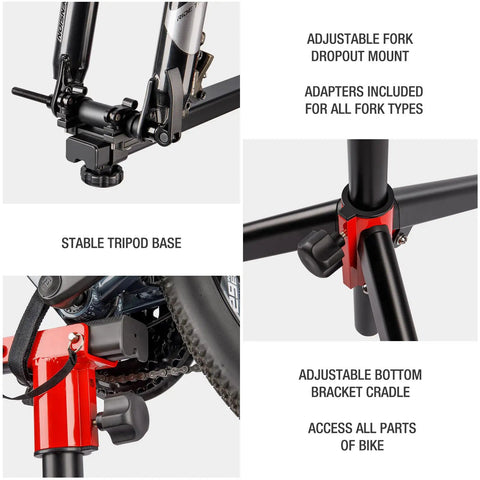 Heavy Duty Bike Repair Stand For Home Workshop Holds Up To 55 Lbs Perfect E Bike Mechanic Stand with adjustable fork mount and tripod base
