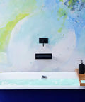 High Flow Wall Mount Tub Filler With Single Lever And Large Waterfall Spout Includes Pressure Balance Rough In Valve Matte Black Finish