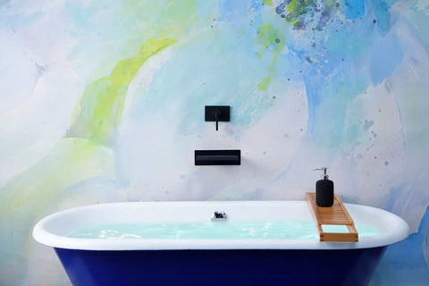 High Flow Wall Mount Tub Filler With Single Lever And Large Waterfall Spout Includes Pressure Balance Rough In Valve Matte Black Finish