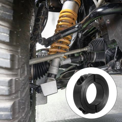 One And One Eighth Inch Bore Double Split Shaft Collar With Set Screw Built Tough Carbon Steel Clamping Collar Black Finish inset