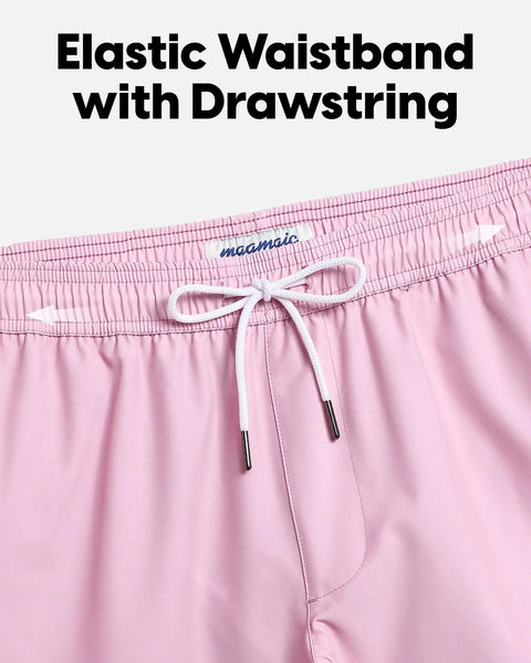 Mens Dope Swim Trunks 5 Inch Quick Dry Board Shorts With Mesh Lining And Zip Pockets Pink Medium waistband close-up