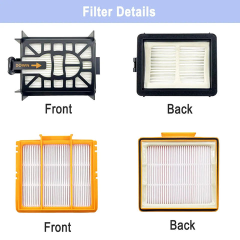 All In One Robot Vacuum Accessory Kit For AI Models AV2501S AV2501AE RV2502AE RV2610WA filters front and back view