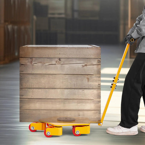 Heavy Duty Machine Skate With 8800 Lbs Capacity, 360 Degree Rotation Cap, PU Swivel Rollers moving wooden crate