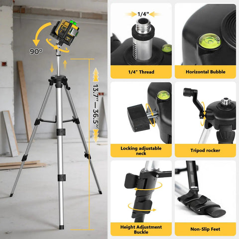 Workhorse Self Leveling Laser Level With Tripod, 3x360 Degree Laser Beams, 3D Leveler Tool For Construction And Picture Hanging, Magnetic Bracket, Hard Carry Case, Battery Not Included, Perfect For DIY Projects And Pro Jobs, adjustable tripod