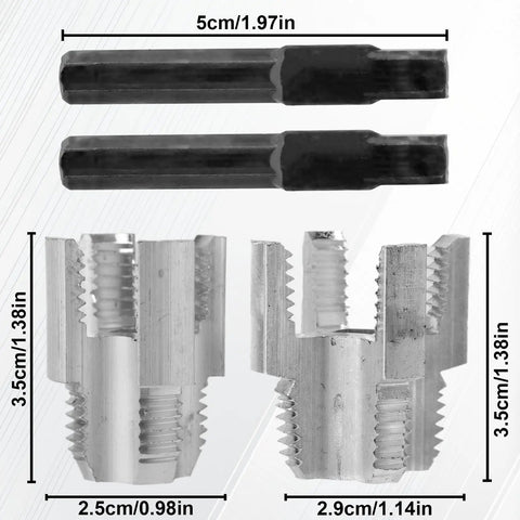 Get Your Plumbing Done Right With This 2 Piece Internal And External Pipe Threading Tool Set, featuring metal threaders for pipe fitting.