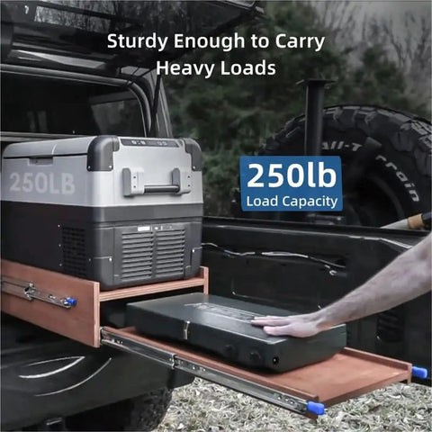 Pair Of Heavy Duty Locking Drawer Slides With Full Extension And Ball Bearing System Ultra Smooth Quiet Glide Silent Close Wide Fit Rust Resistant Steel Construction For Cabinets Dressers And Home Renovations mounted on truck drawer carrying 250lb load