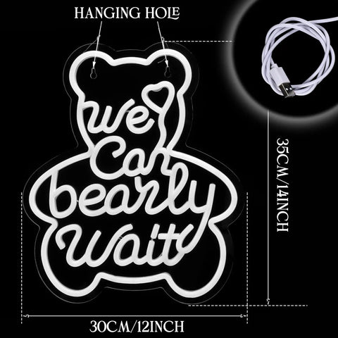 Bear Shaped Neon LED Sign For Wall Decor Lights Up Your Party Vibe With Warm White Glow Reusable Neon Sign For Summer Graduation Baby Shower Fathers Day And Birthday Celebrations, USB powered, 14x12 in