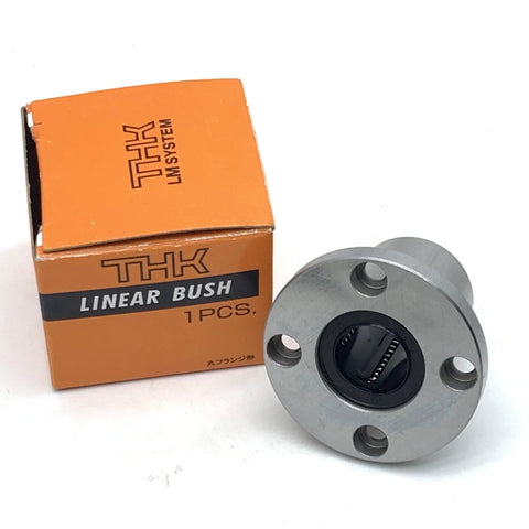 Lmf20uu Linear Bearing Round Flange Bushing 20mm Id 32mm Od 42mm Long with metal body and flanged design for CNC and 3D printer use.