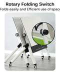 Close-up of rotary folding switch on Heavy Duty Folding Computer Desk With Flip Top Layout And Four Sleek Rolling Casters.